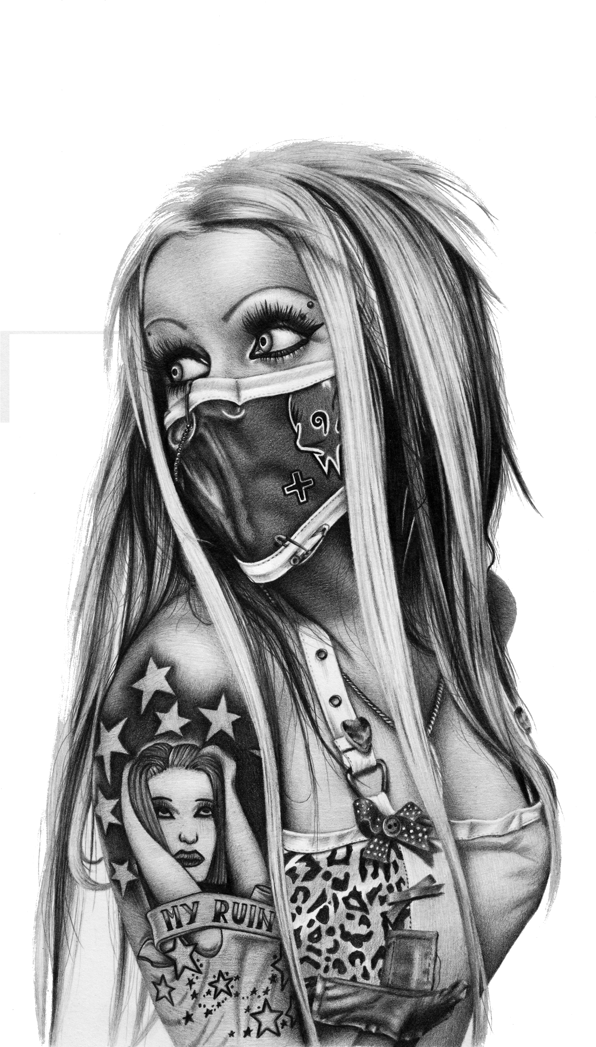 School Old Black And Gray Chicano Life Thug Clipart - Gangsta Girl Drawings - Png Download (1936x3441), Png Download