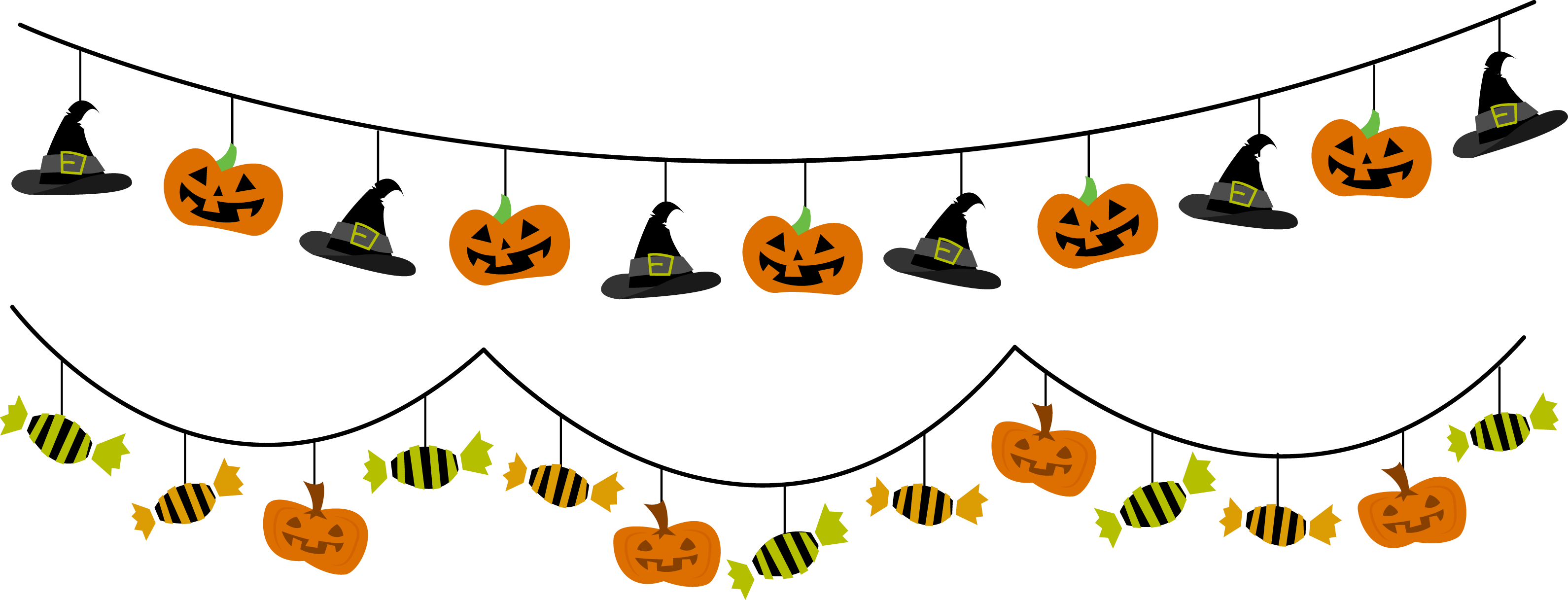 3181 X 1217 1 - Halloween Line Of Pumpkins Clipart (3181x1217), Png Download