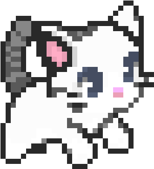 Cute Cat - Black Cat Pixel Art Clipart (470x760), Png Download