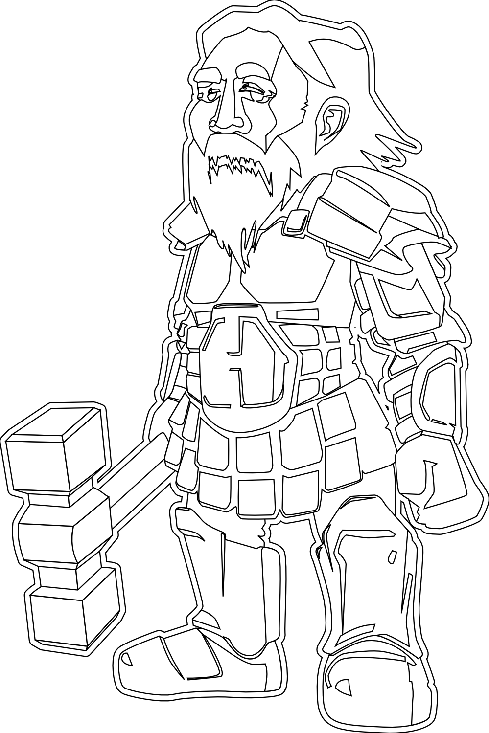 Dwarf Warrior Black White Line Art 999px 406 - Dwarf Art Black White Clipart (999x1499), Png Download