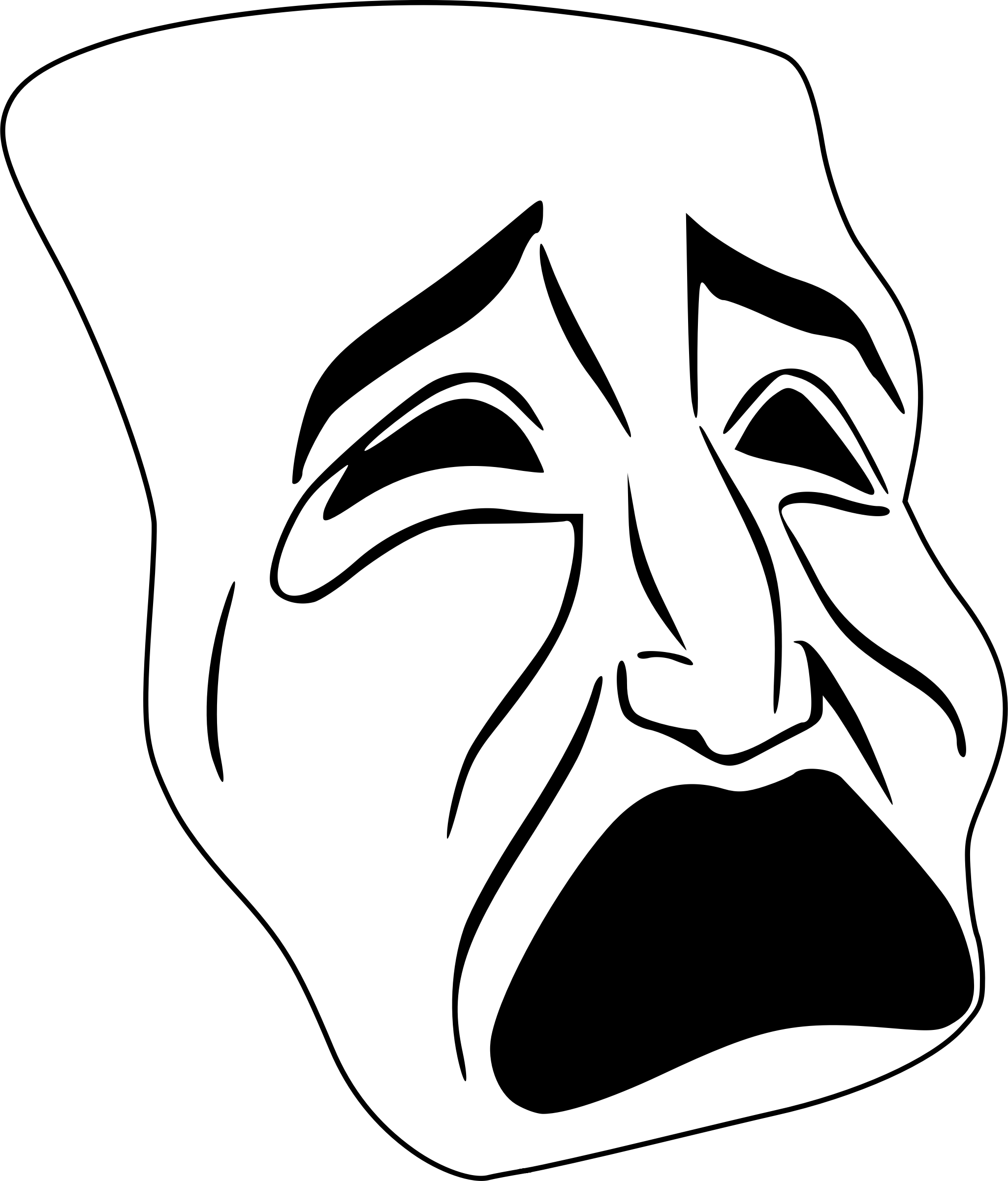 Big Image - Tragedy Mask Clip Art - Png Download (2048x2400), Png Download