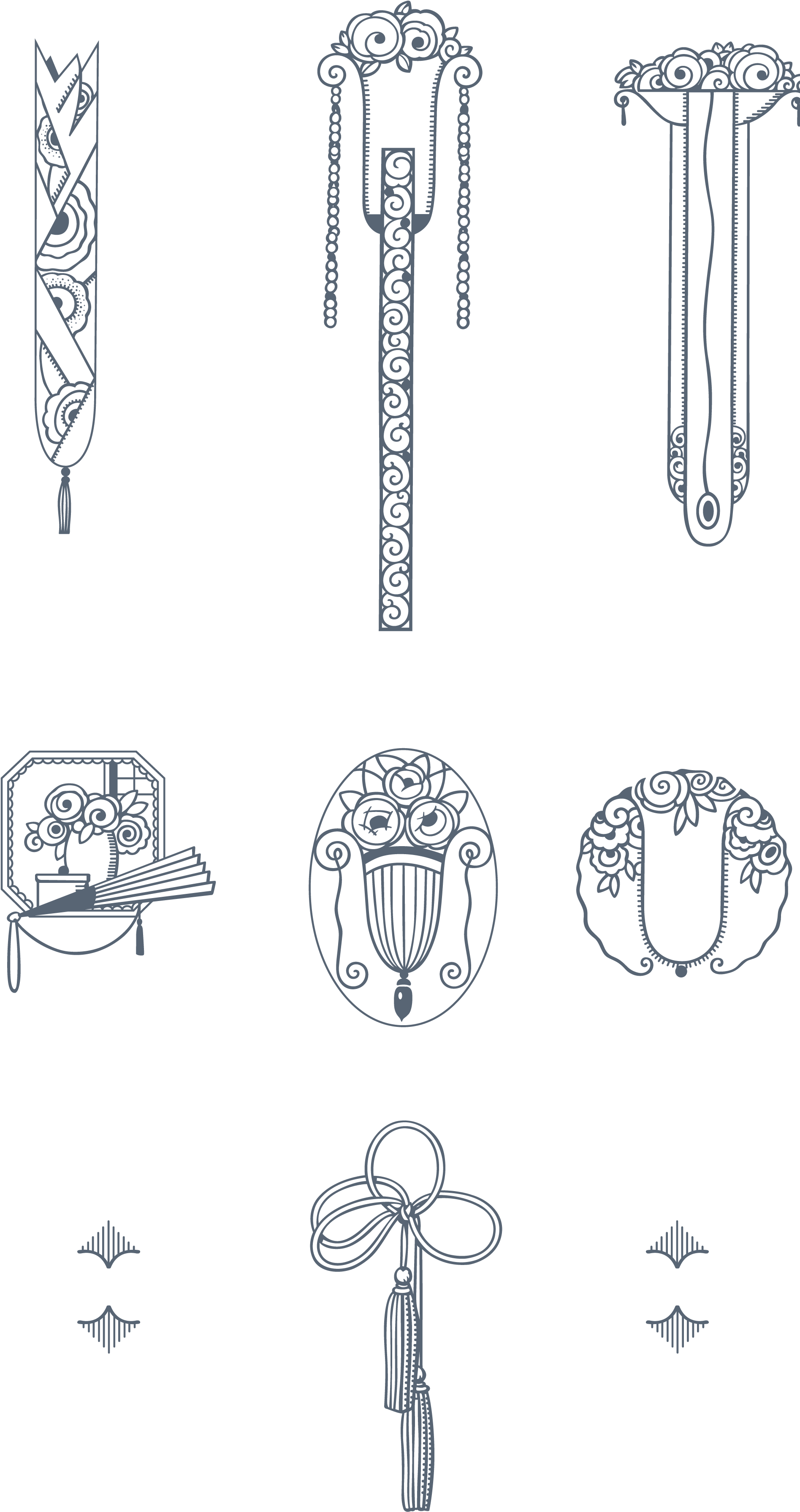Download 170 Stylized Art Deco Illustrations And Ornaments, - Art Deco Ornament Png Clipart (1920x3636), Png Download