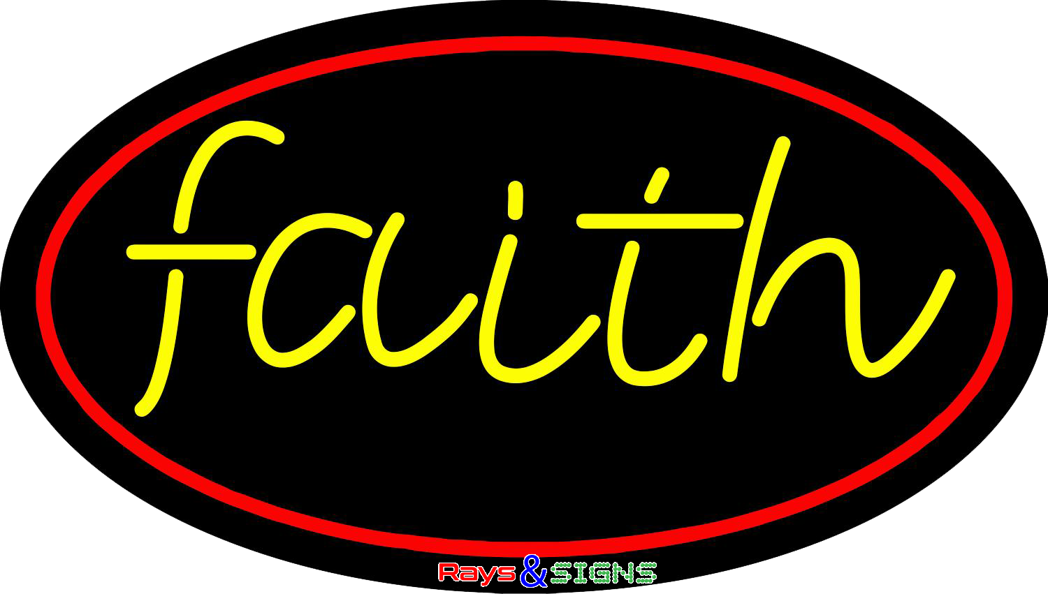 Yellow Faith Neon Sign - Circle Clipart (1500x851), Png Download