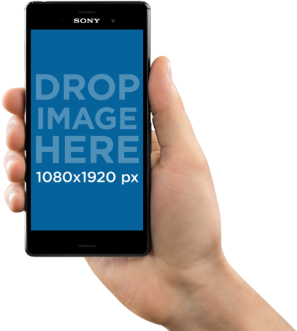 Sony Xperia Z5 Mockup In Vertical Position Over A Png - Hand Holding Iphone 7 Png Clipart (640x480), Png Download