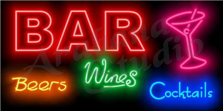 Bar Sign Print - Bar Neon Poster Clipart (709x709), Png Download