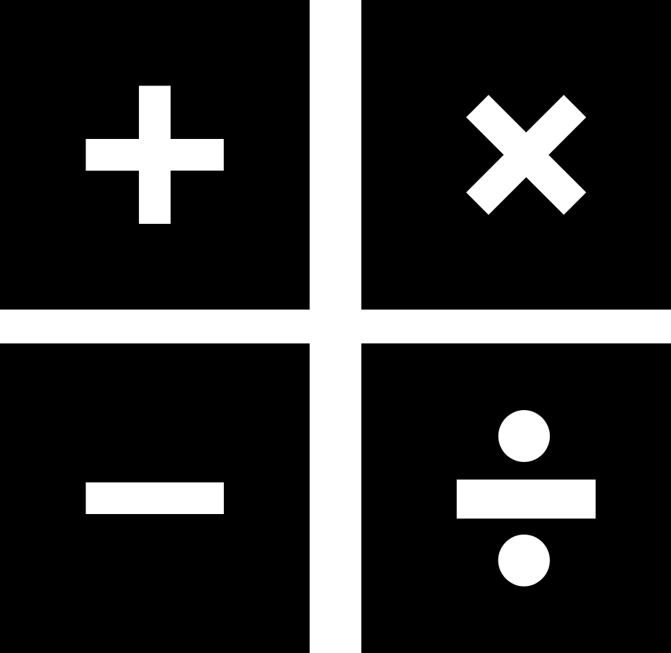 Mathematical Symbols In Four Squares Comments - Math Symbol Icon Png Clipart (980x954), Png Download