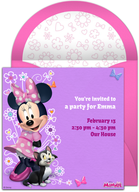 Free Mice And Birthdays - Invitations Gold Pink And Black Minnie Mouse Clipart (650x650), Png Download