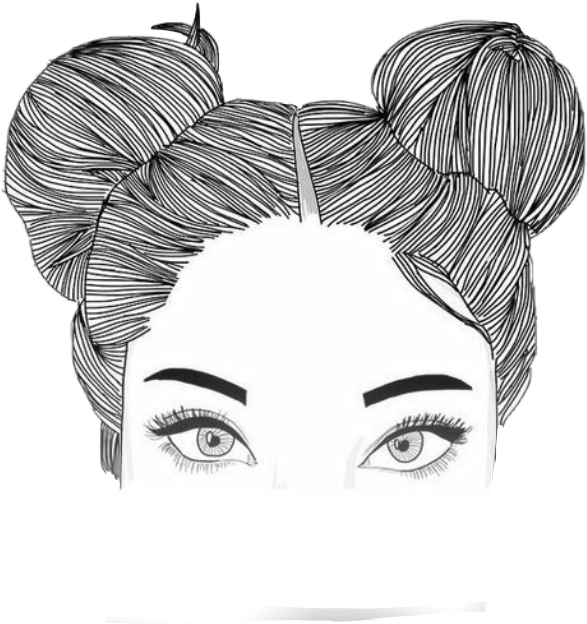 Tumblr Blackandwhite Black White Aesthetic Space Buns - Girl With Two Buns Drawing Clipart (587x624), Png Download
