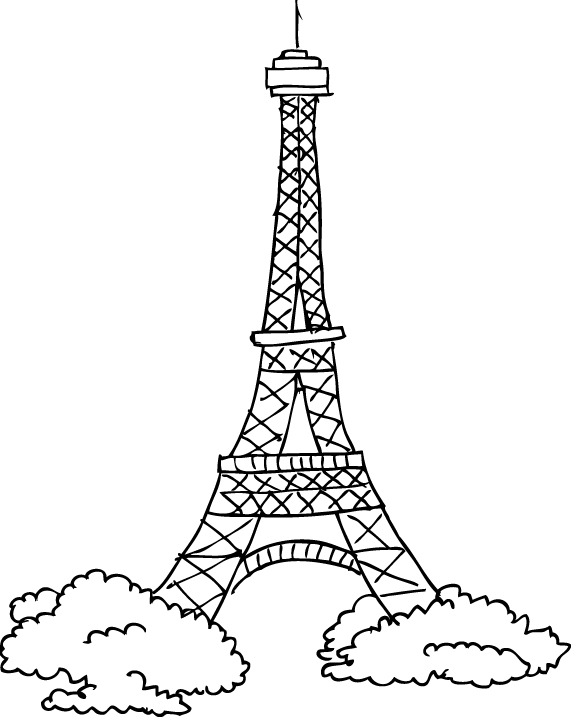 Eiffel Tower Sketch Outline Wall Sticker - Torre Eiffel Facil De Dibujar Clipart (571x717), Png Download