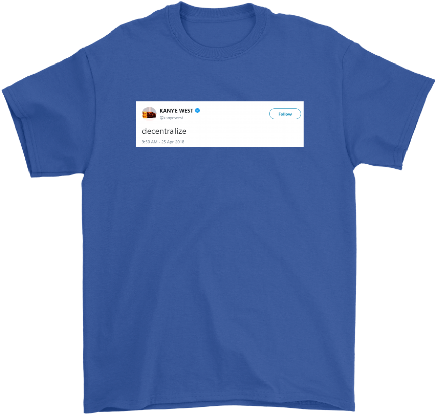 Kanye West Decentralize Short Sleeve T-shirt - T-shirt Clipart (1024x1024), Png Download