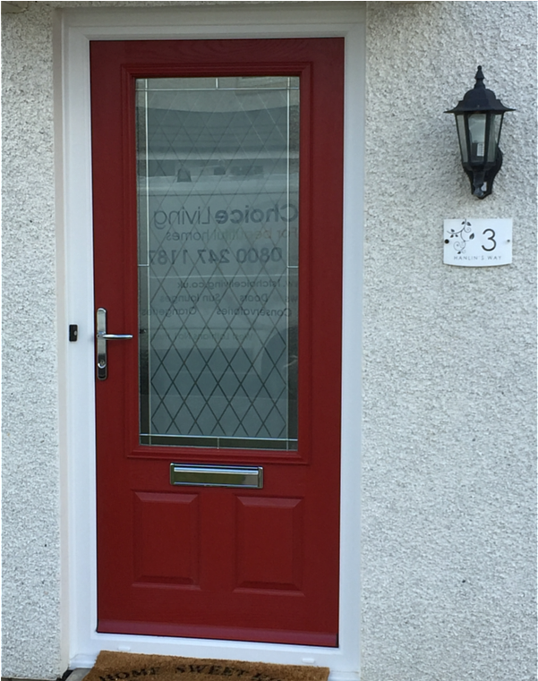 Replacement Composite Front Door In Pillarbox Red - - Screen Door Clipart (1140x760), Png Download