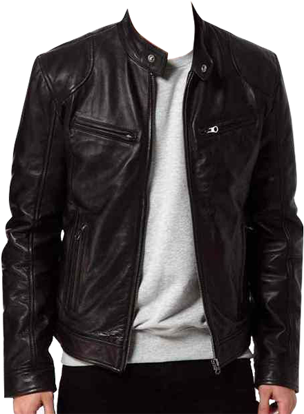 Jacket Png - Mens Black Leather Jacket Slim Clipart (640x800), Png Download