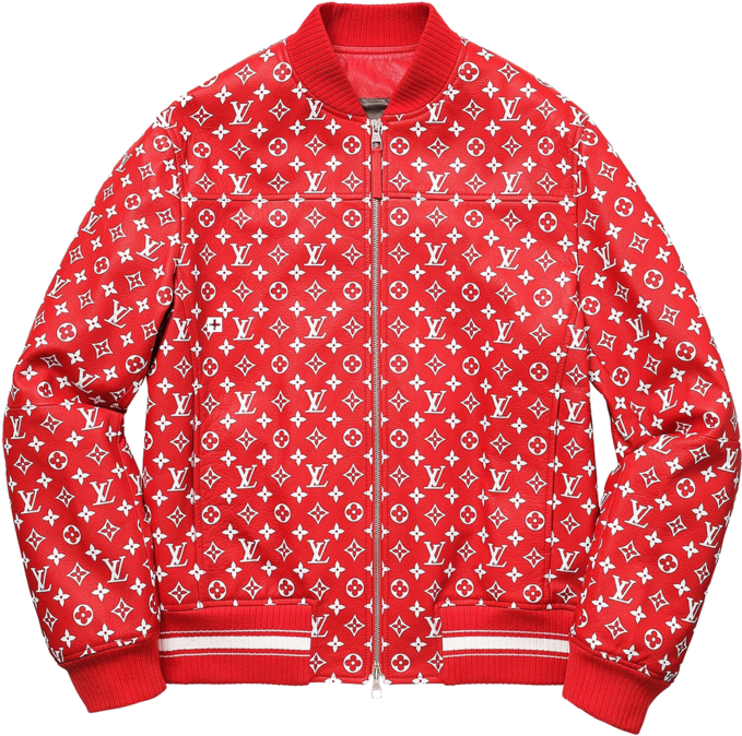 Supreme X Louis Vuitton Leather Monogram Bomber Jacket Clipart (679x674), Png Download