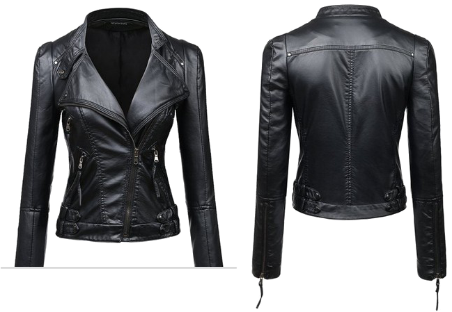 Women Leather Jacket Png Transparent Image - Jacket Clipart (672x484), Png Download