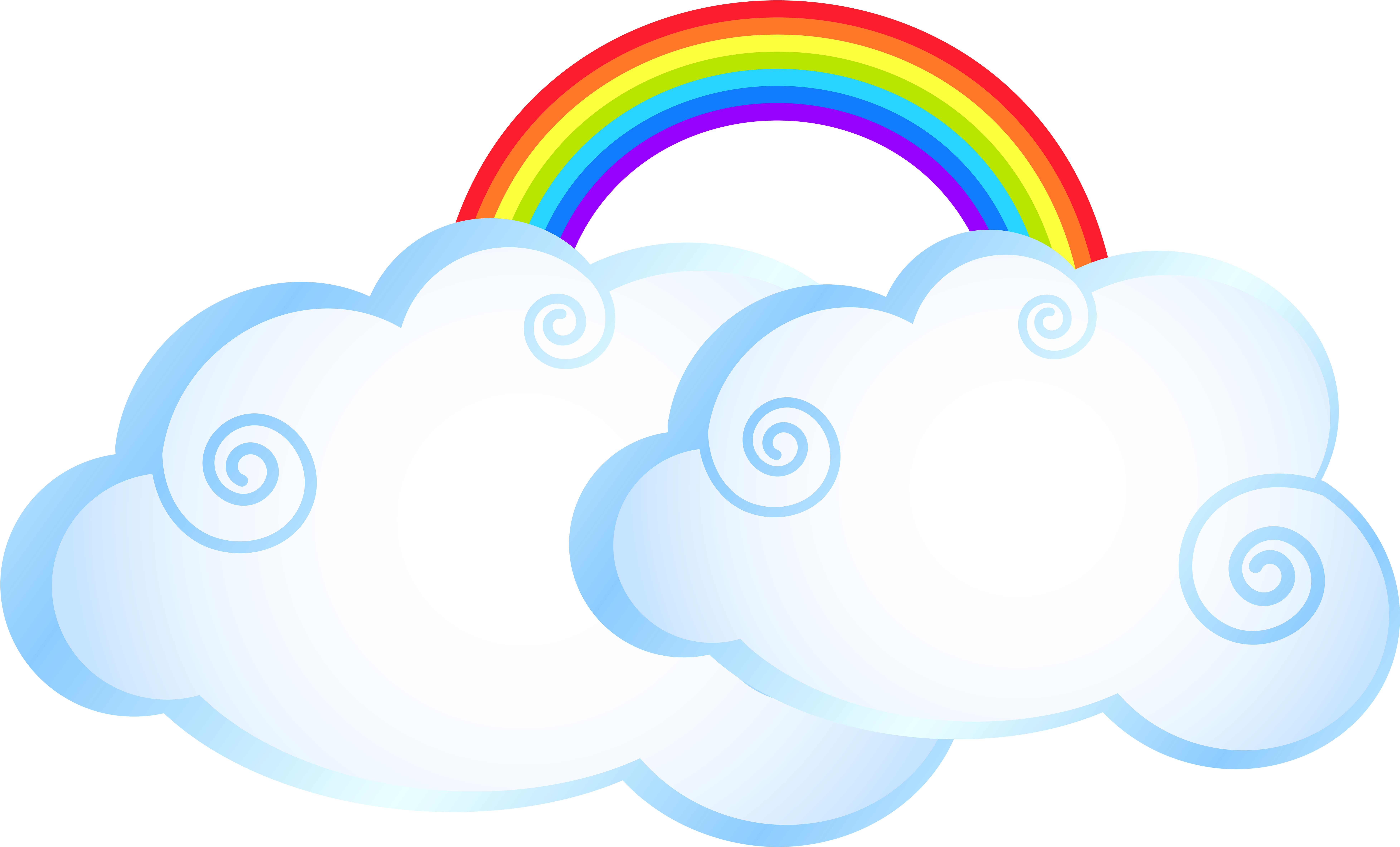 Rainbow With Clouds Transparent Png Clip Art Image - Rainbow And Clouds Clipart (8000x4925), Png Download