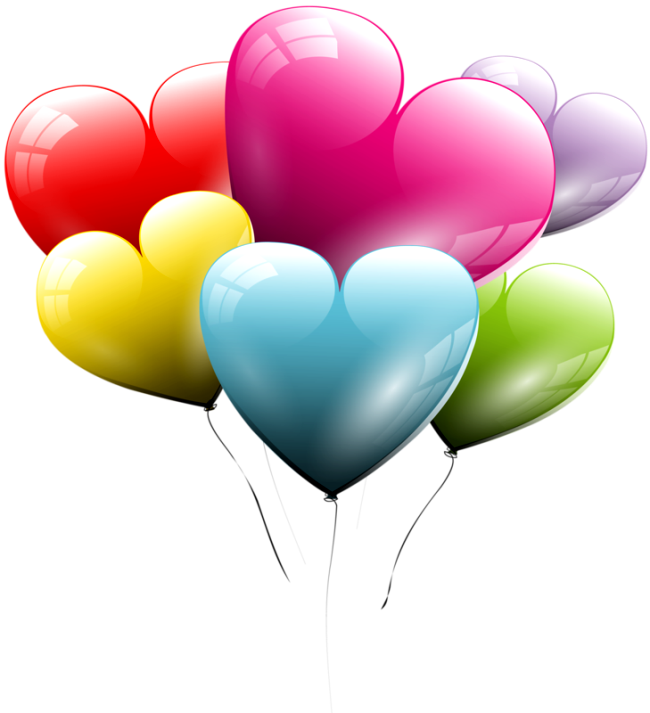 Heart Balloon Png - Balões De Aniversário Transparente Clipart (650x713), Png Download