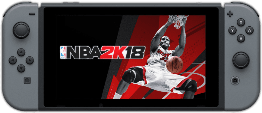 Purchase Nba 2k18 For Switch, Get A Discount On A Microsd - Nintendo Switch Console Grey Joy Con Clipart (1024x468), Png Download