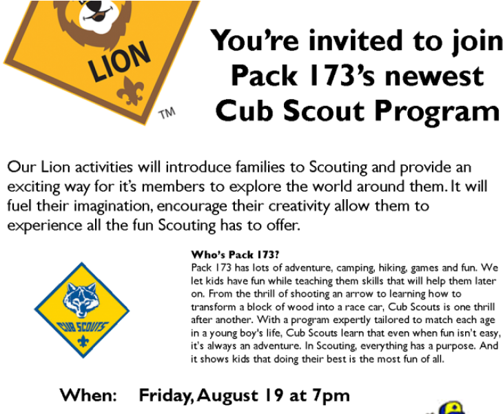 Attention All Kindergarten Boys - Join Cub Scouts Lion Clipart (800x600), Png Download