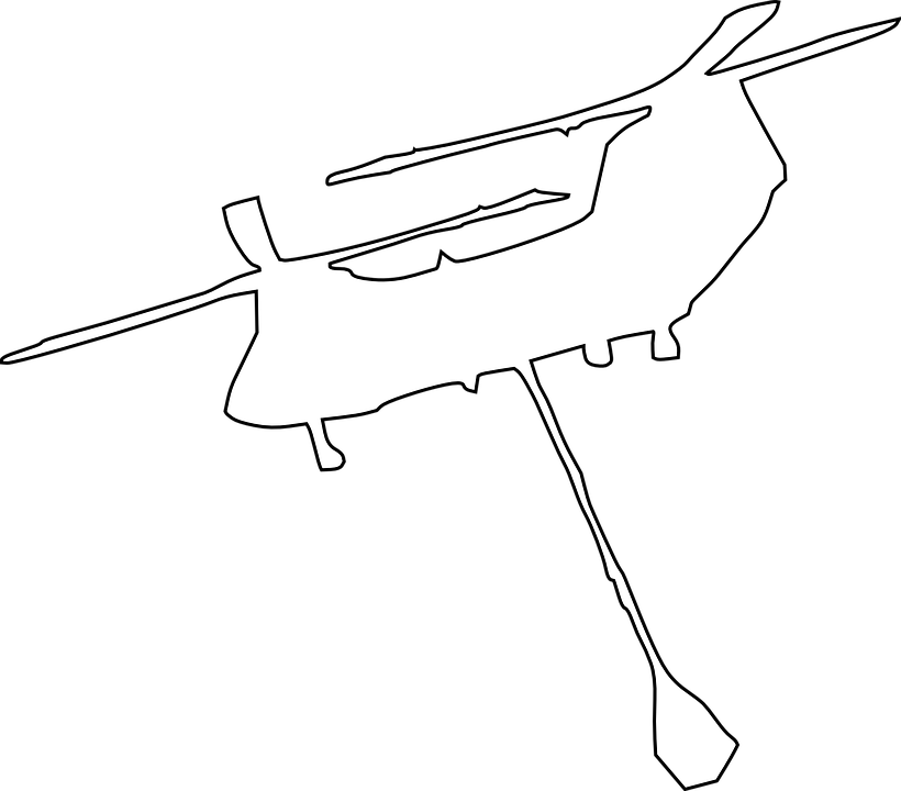 Chinook, Army, Helicopter, Silhouette, Military, Lift - Army Helicopter Black And White Clipart (820x720), Png Download