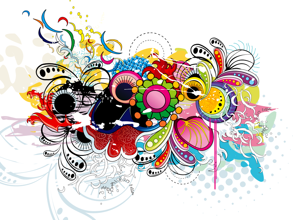 Efeito Floral Em Png - Free Vector Font Clipart (1024x768), Png Download