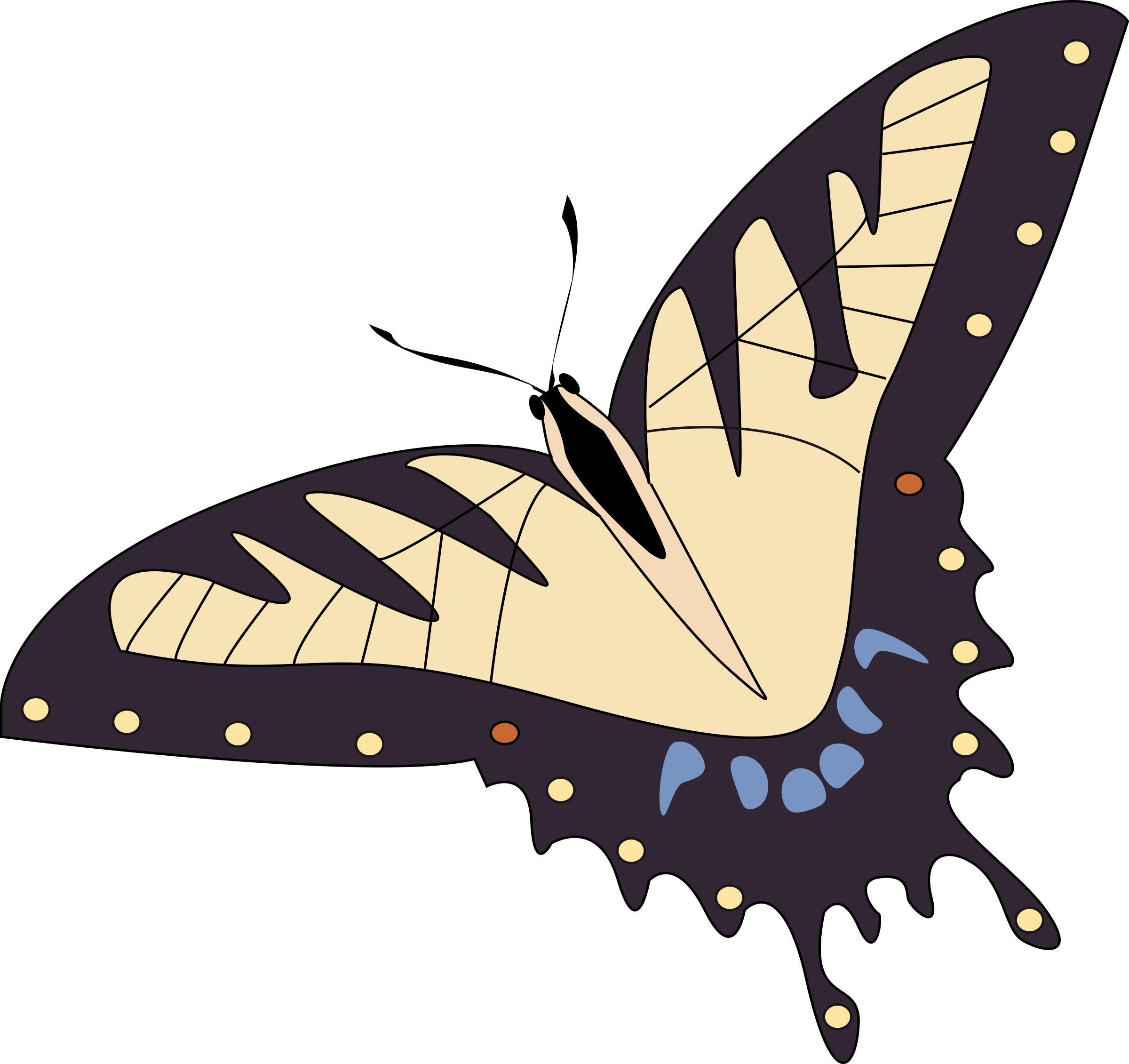 Yellow Butterfly Png - Papillon Butterfly Clipart (2400x2261), Png Download