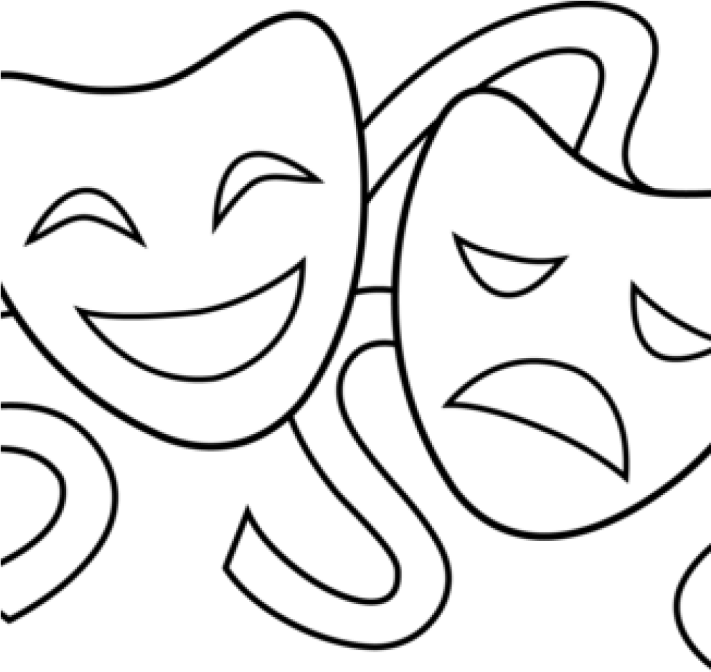Theater Mask Clip Art Clip Art Drama Masks Theater - Theater Masks Drawing - Png Download (1024x1024), Png Download
