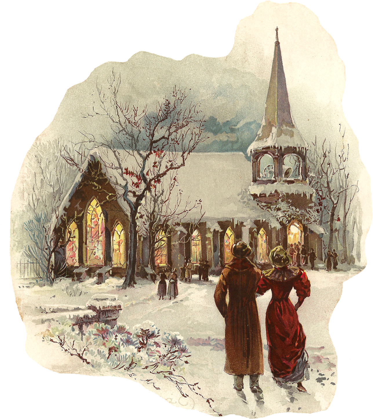 This Is A Charming Digital Winter Graphic Created From - Painting Clipart (1415x1600), Png Download