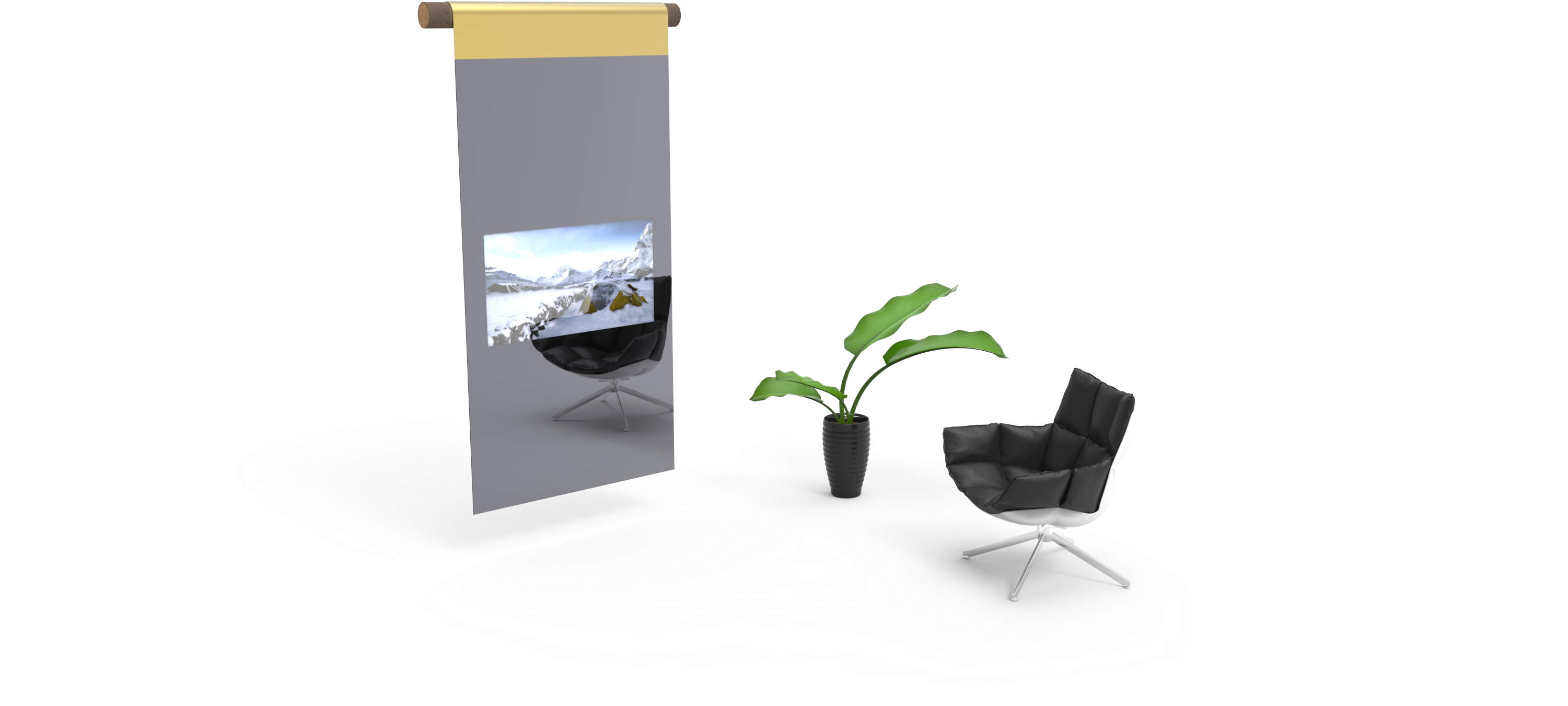 Hanging Tree Mirror Screen - Chair Clipart (3000x1500), Png Download