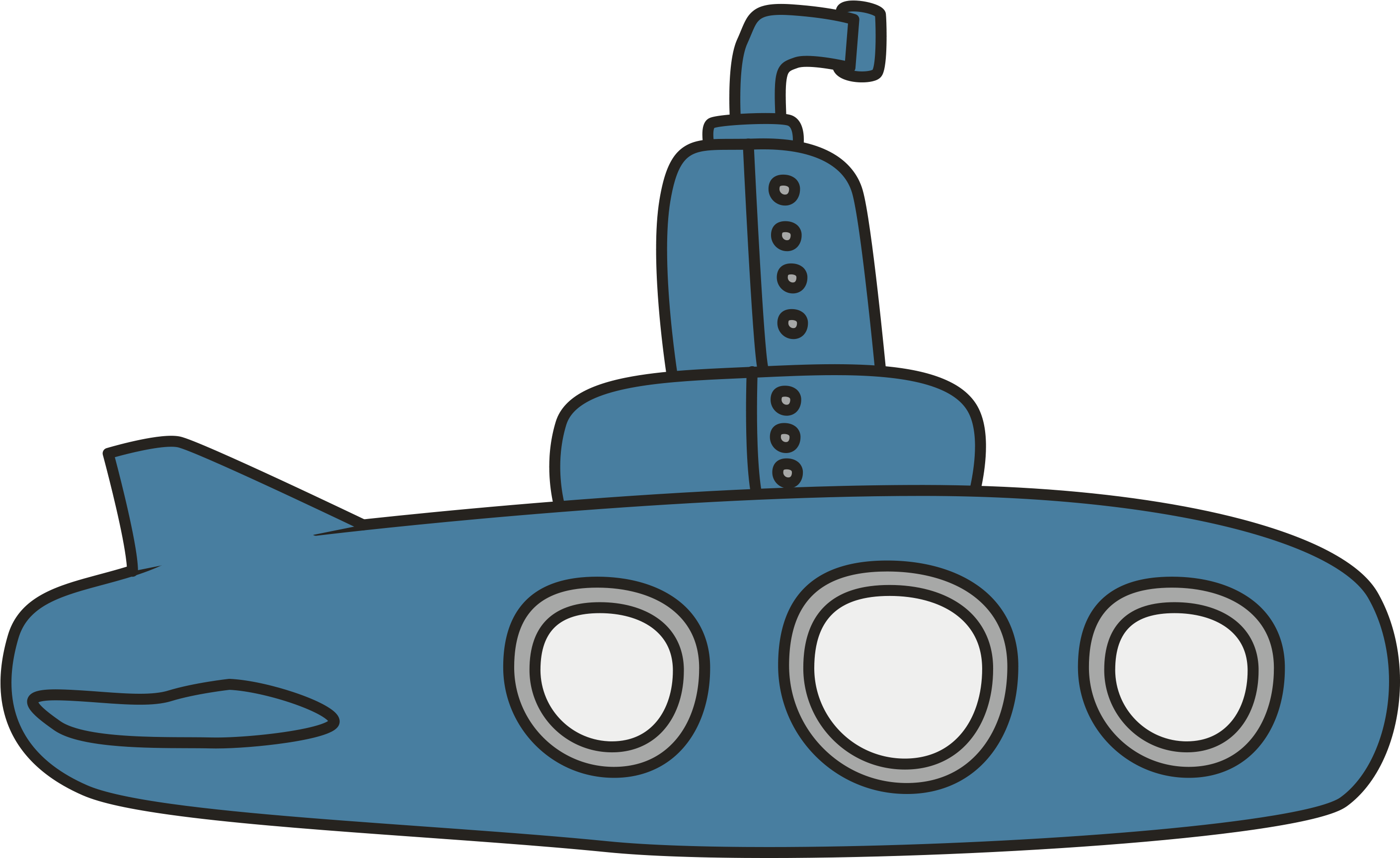Click On The Submarine To Explore - Cartoon Submarine Png Clipart (3000x1950), Png Download