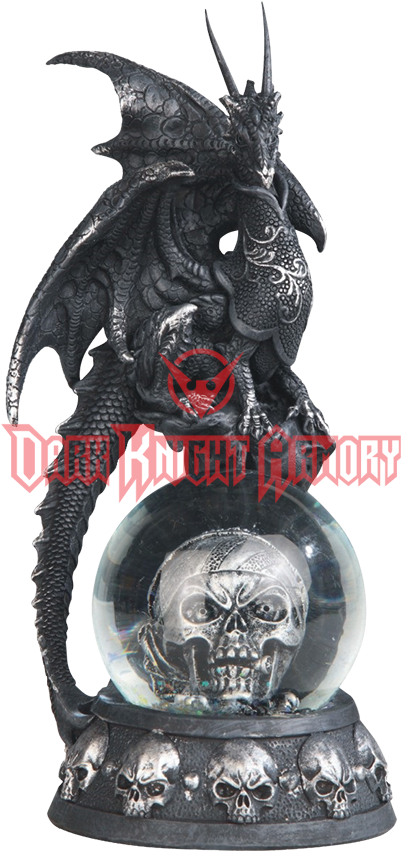 Black Dragon On Pirate Skull Snow Globe - Action Figure Clipart (401x851), Png Download