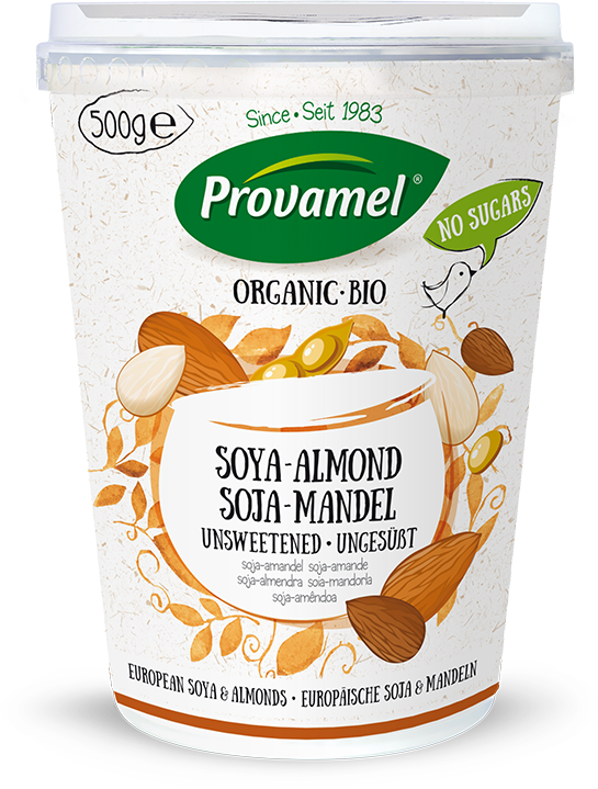 Soya With Almond Alternative To Yogurt Free From Sugars - Provamel Clipart (545x719), Png Download