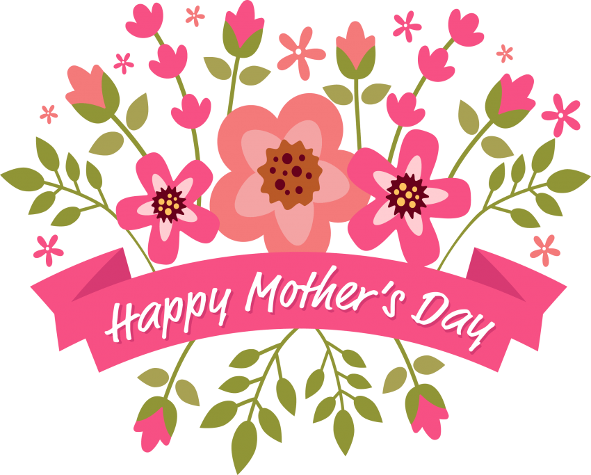 Free Png Download Floral Design Euclidean Vector Flower - Happy Mothers Day Flowers Clipart (850x683), Png Download