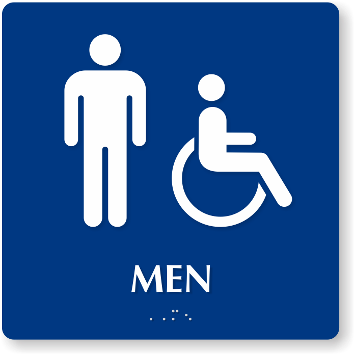 Men And Handicap Pictogram Braille Restroom Sign - All Gender Washroom Sign Clipart (800x800), Png Download