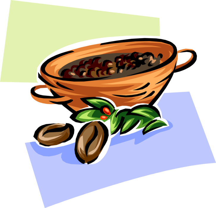 Vector Illustration Of Harvested Coffee Beans In Bowl - Cazuelas De Guisados Logos Clipart (726x700), Png Download