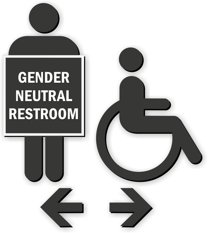 Handicap Gender Neutral Restroom Die Cut Sign Kit - Gender Neutral Symbol Clipart (712x800), Png Download