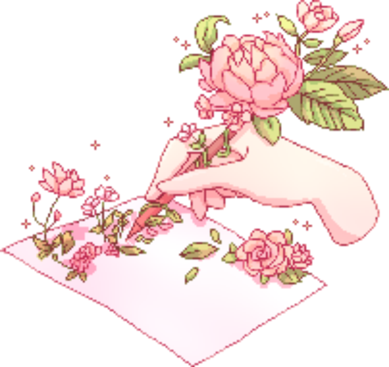 Kawaii Pixels Tumblr Flower Png Kawaii Pixels Tumblr - Garden Roses Clipart (1280x1210), Png Download
