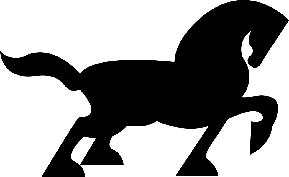 Big Black Horse Walking Side Silhouette With Tail And - Horse Clipart (980x599), Png Download