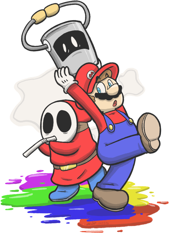 Here's A Better Art Of Mario And Huey And A Shy Guy - Color Splash Shy Guy Clipart (650x850), Png Download