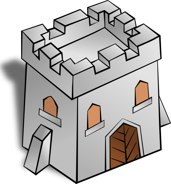 Square Keep Castle Cartoon Clipart (552x592), Png Download