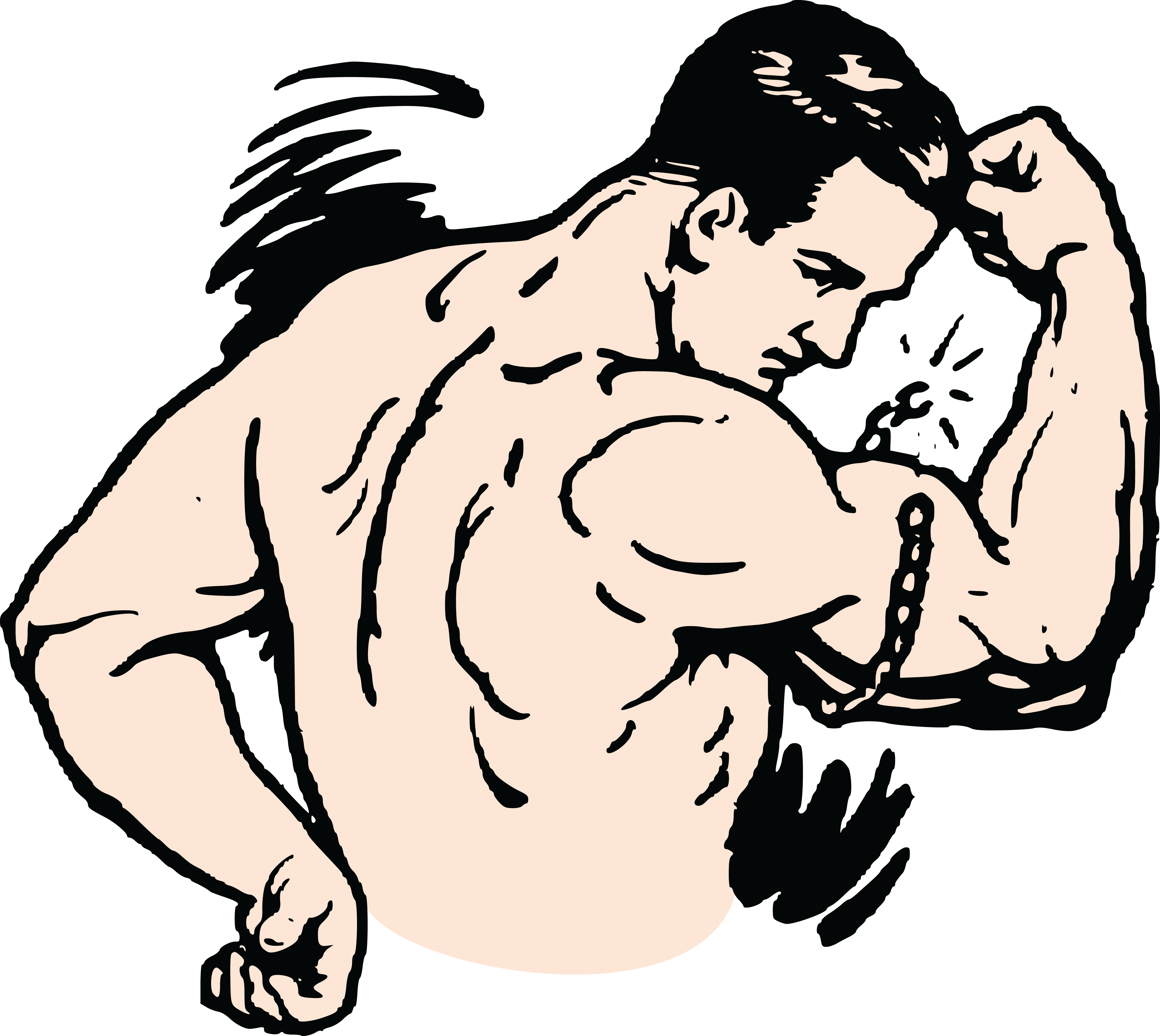 Free Clipart Of A Man Flexing And Breaking A Chain - Flexing Muscle Clipart - Png Download (4000x3573), Png Download