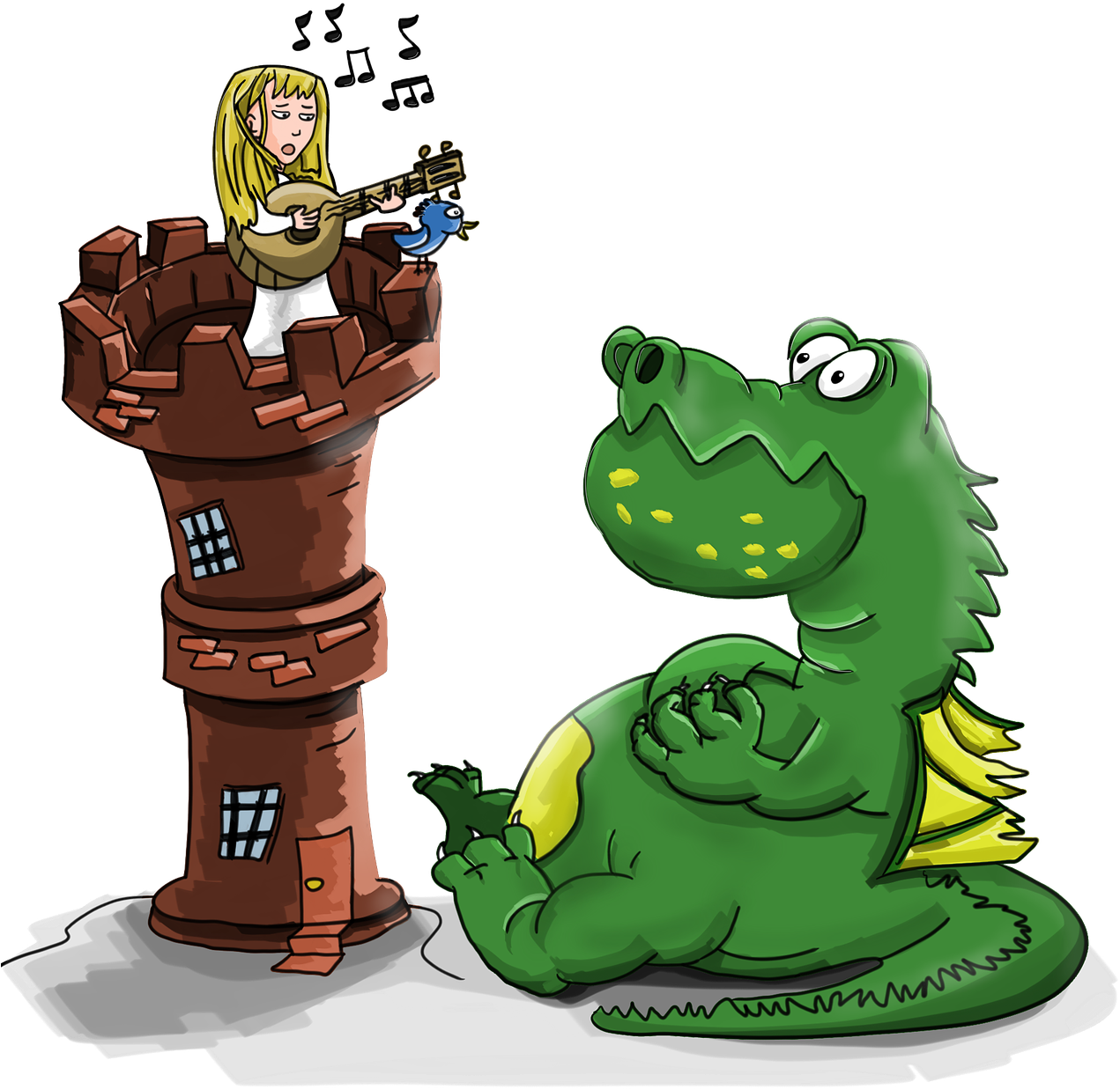 Sing A - Cartoon Tower With Dragon Clipart (1280x1280), Png Download