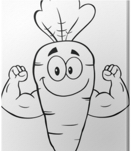 Carrot Clipart Muscle Arm - Cute Black And White Carrots - Png Download (640x480), Png Download