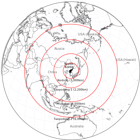 North Korean Missile Ranges, Jason Davies, - Circle Clipart (600x600), Png Download