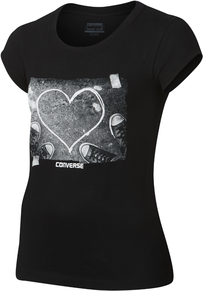 Converse Chalk Heart Big Kids' T Shirt (xs - Shirt Clipart (1000x1000), Png Download