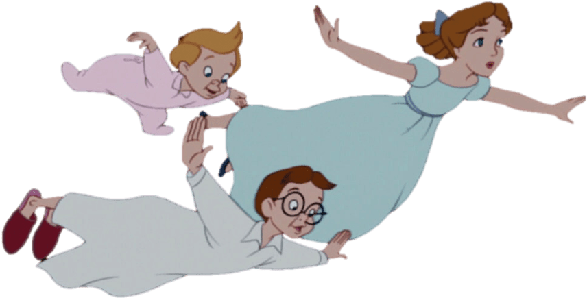Wendy Michael And John Flying Clipart (1071x597), Png Download