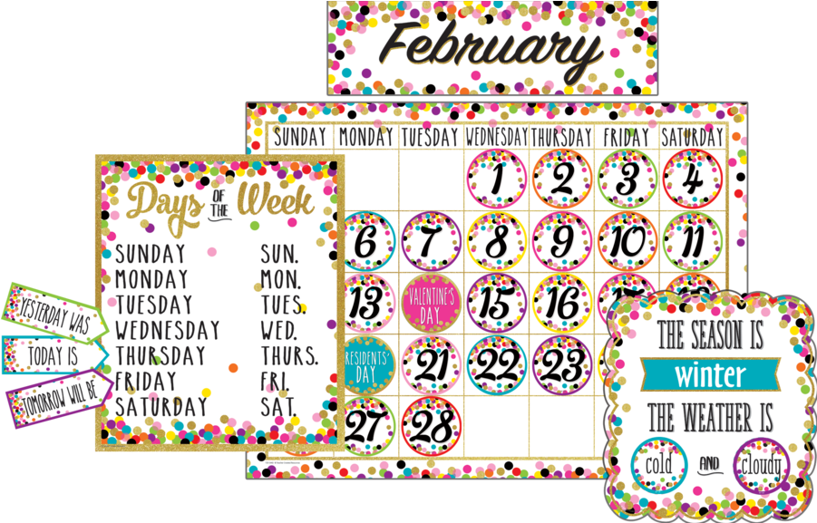 Tcr5443 Confetti Calendar Bulletin Board Display Image - Bulletin Board Clipart (900x900), Png Download