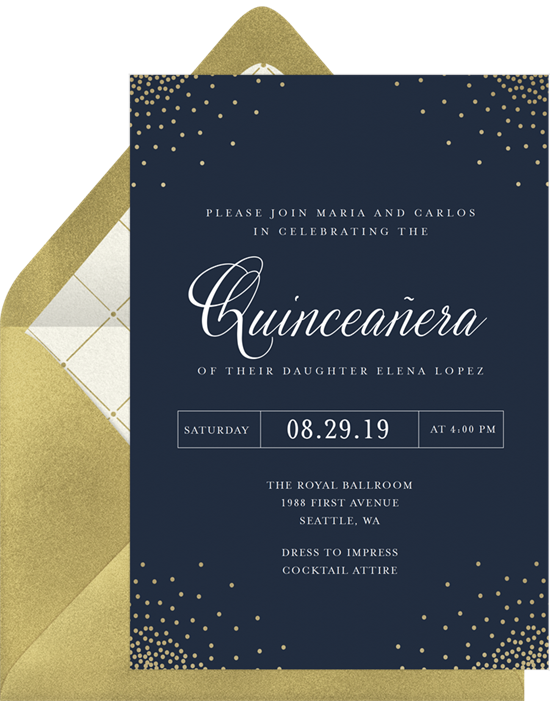 Elegant Confetti Invitation In Blue - Calligraphy Clipart (550x701), Png Download