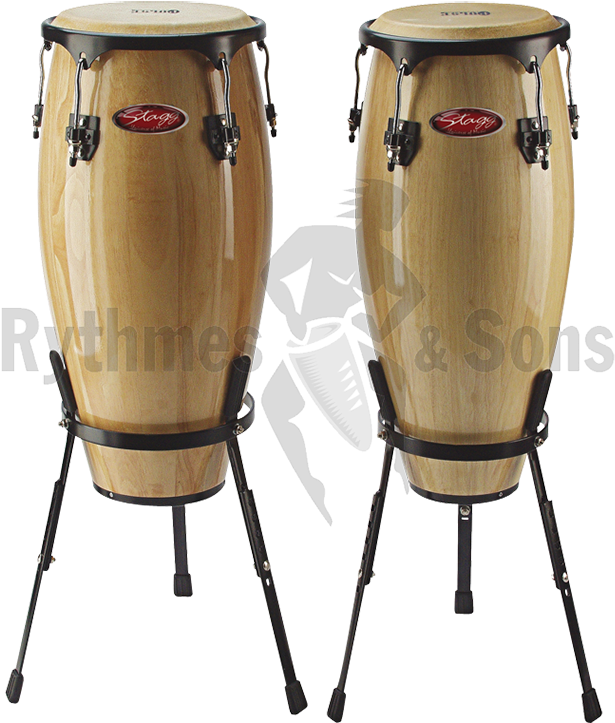 Stagg Pair Of Natural Varnished Congas - Stagg Congas Clipart (760x760), Png Download