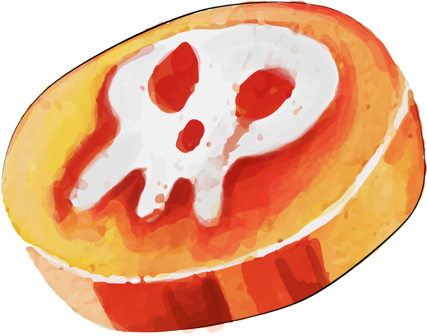 Orange Skull Watercolor Hand-painted Transparent Clipart (878x691), Png Download