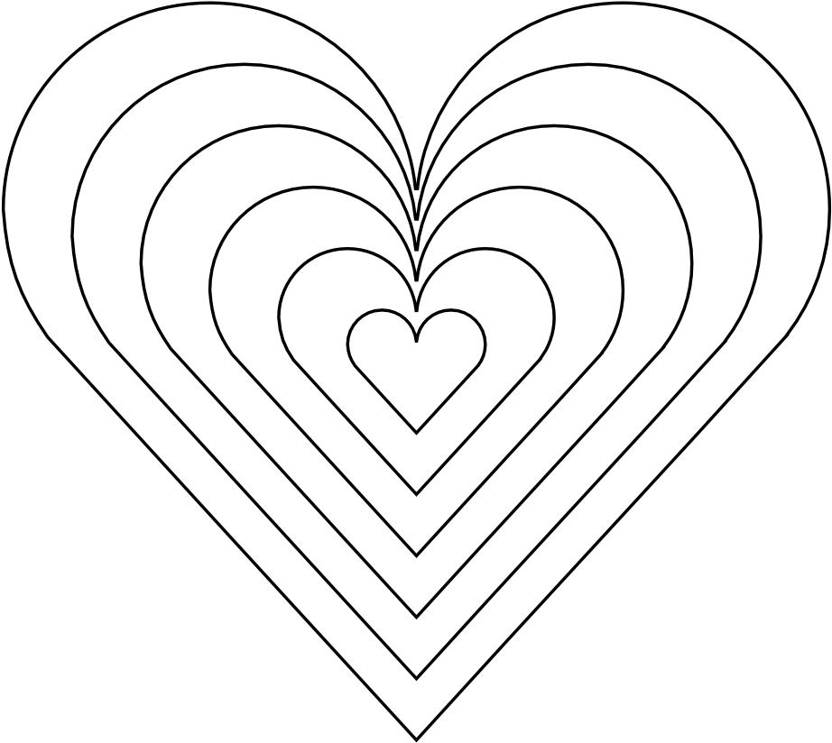 Color Heart Black White Line Art 999px 121 - Heart Clipart (999x999), Png Download